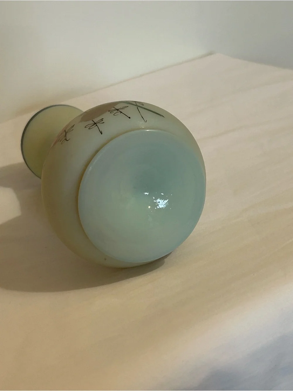 Gorgeous, vintage hand painted Bristol opaline vase